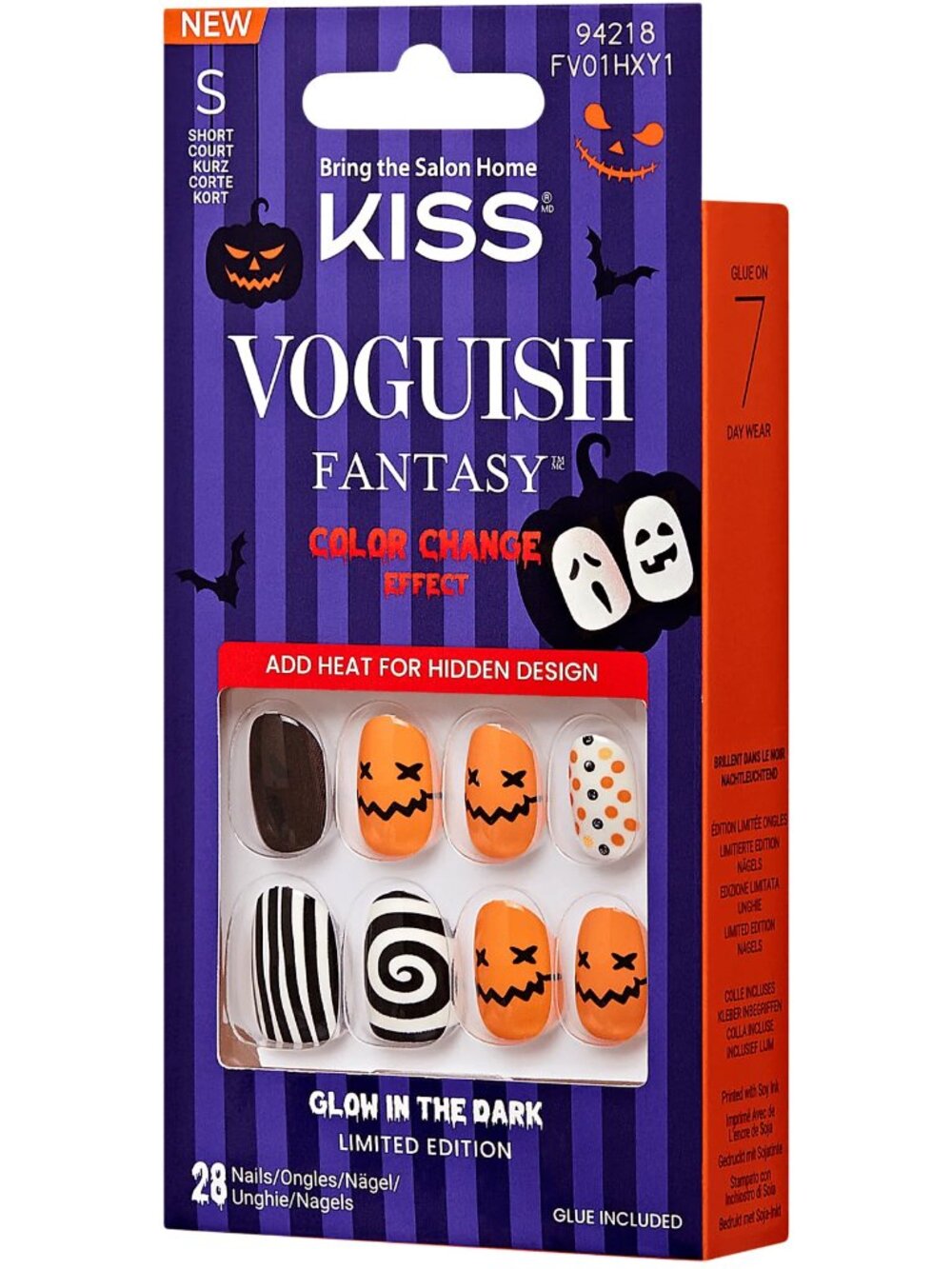 KISS Voguish Fantasy Glow-In-The-Dark Halloween Press On Glue Nails - Changes